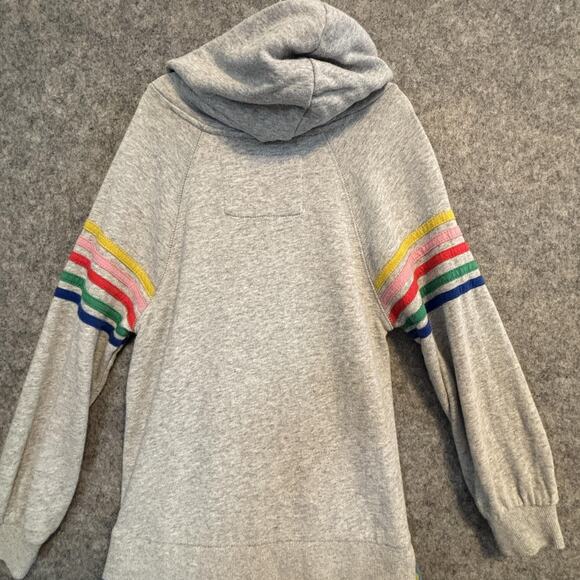 Boden Dress Girls Size 7 8Y Gray Blue Sweater Hooded Rainbow Stripe Polka Skirt - Picture 6 of 11